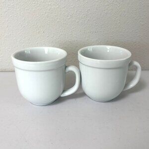 Pottery Barn Suppertime White Ceramic Coffee Tea Mug Cup Set of 2 Cups
